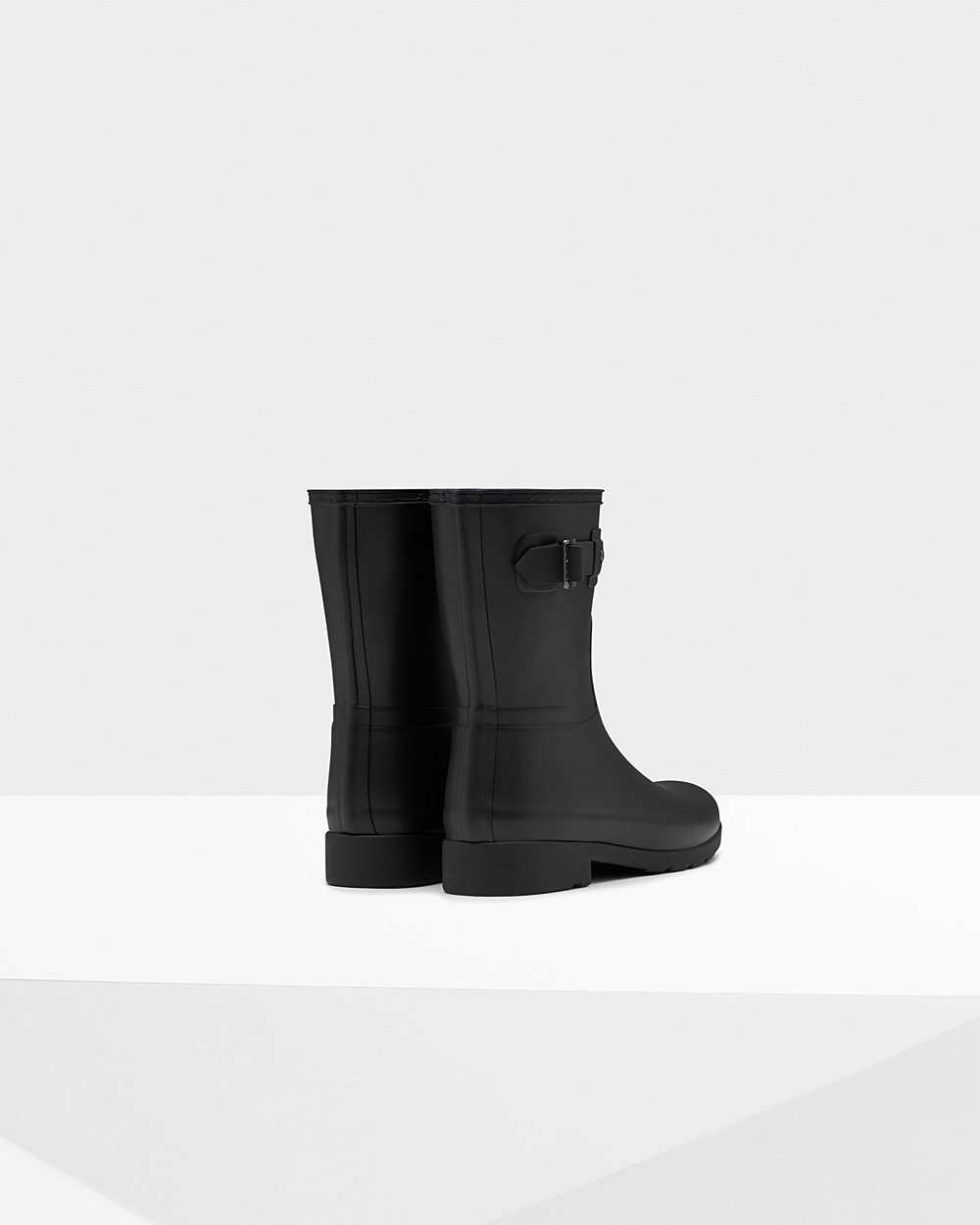 Womens Short Rain Boots - Hunter Refined Slim Fit (48RSXQLDJ) - Black